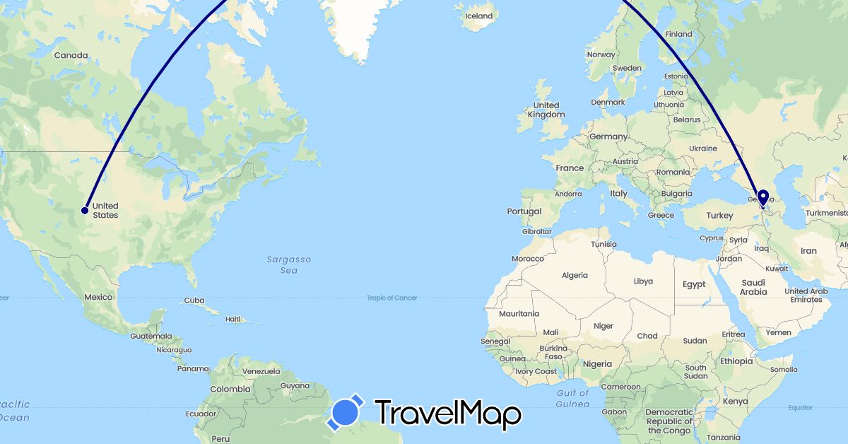 TravelMap itinerary: driving in Armenia, United States (Asia, North America)